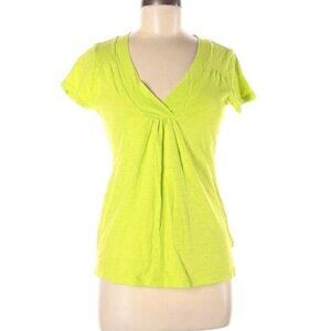 Banana Republic Womens Lime Green V-Neck Short Sleeve Cotton Top S